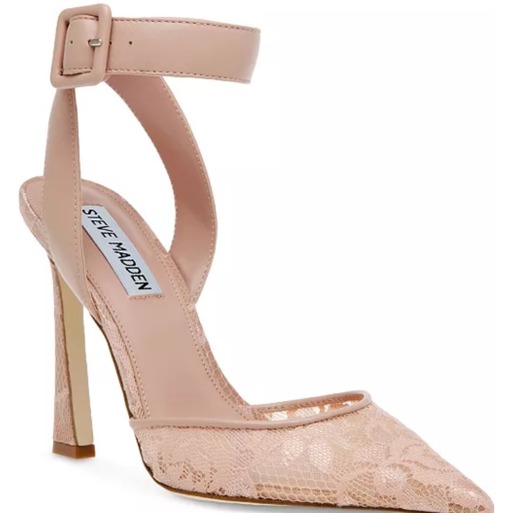Steve Madden Sarantos Two-Piece Stiletto Pumps floral Lace Ankle Strap Heels
